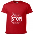 Tricou rosu unisex cu imprimeu Don't STOP